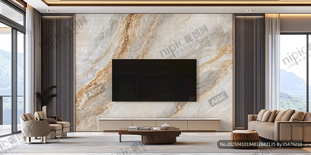 现代奢华大理石客厅空间