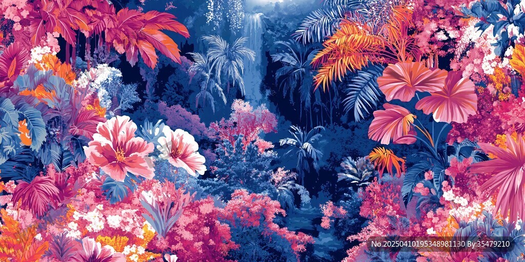 梦幻热带花卉图案