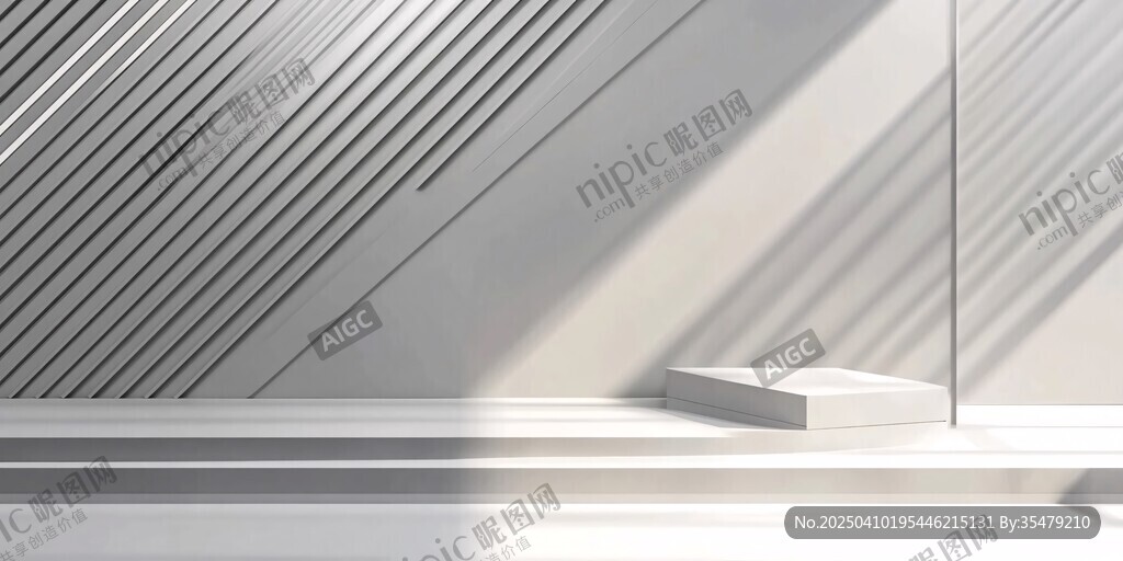 简约灰白几何线条展示空间