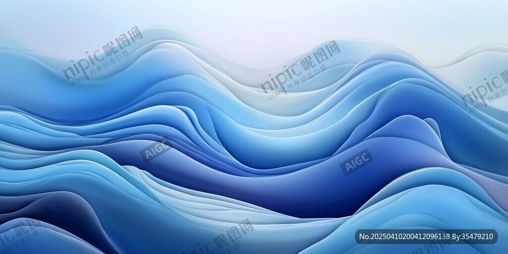 蓝色梦幻波浪纹理背景图