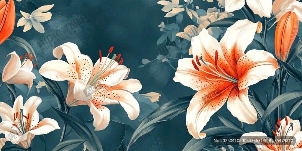 优雅绽放的橙色百合花