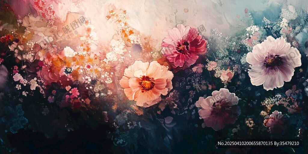 梦幻花卉绽放艺术画面