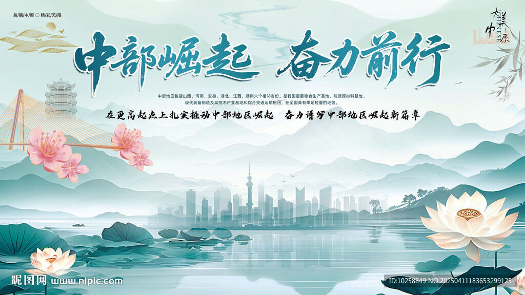 中部崛起奋力前行城市形象海报