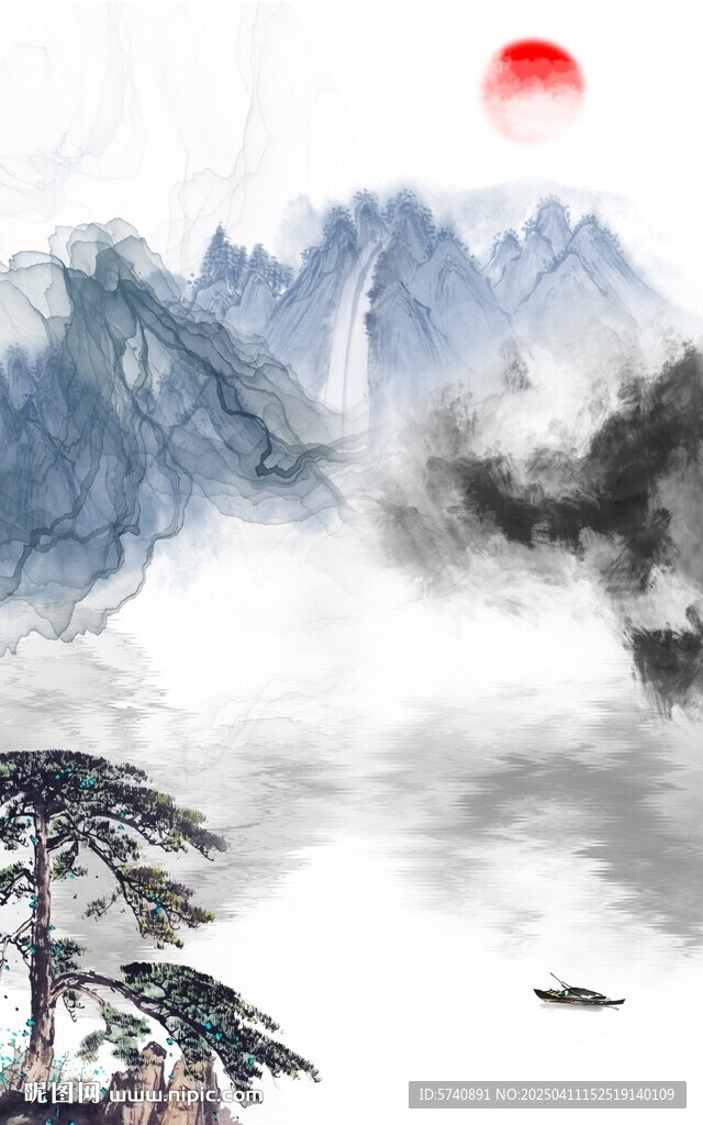 新中式意境山水玄关