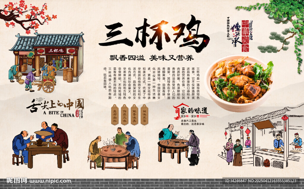 三杯鸡背景