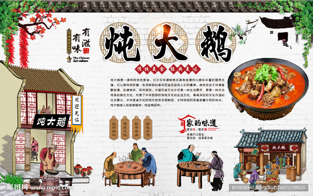 炖大鹅背景墙