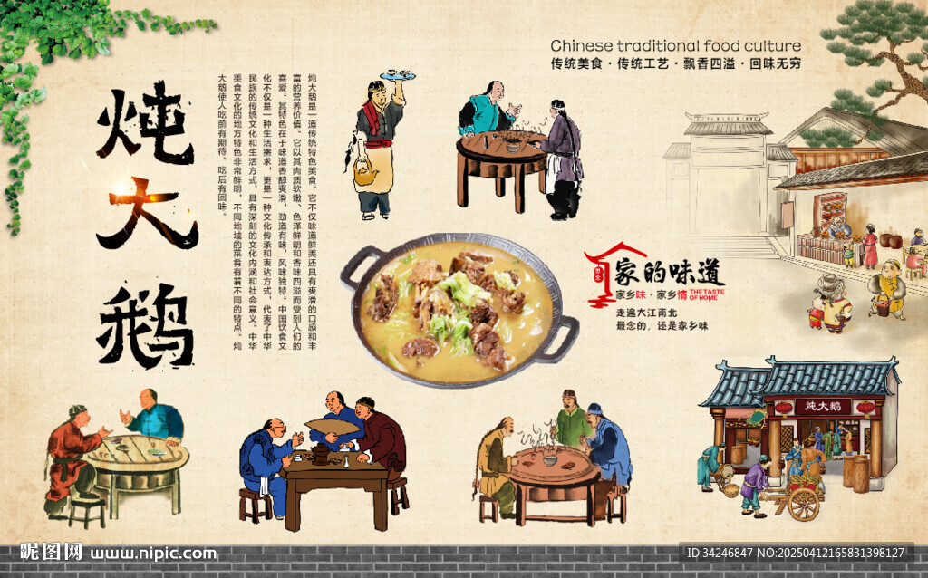 炖大鹅背景墙