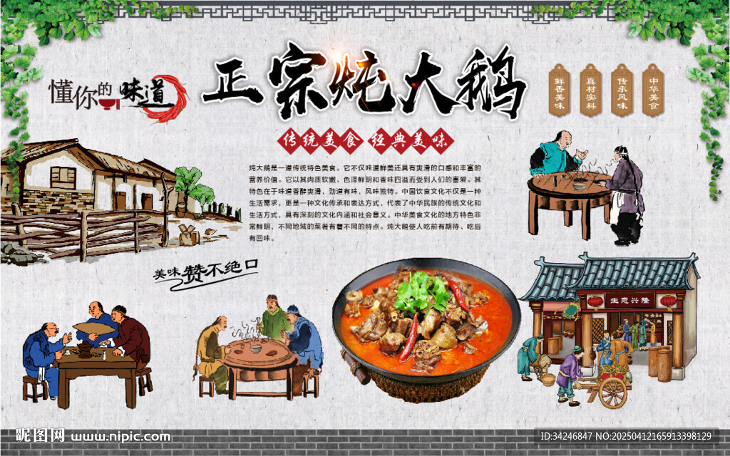 炖大鹅背景墙