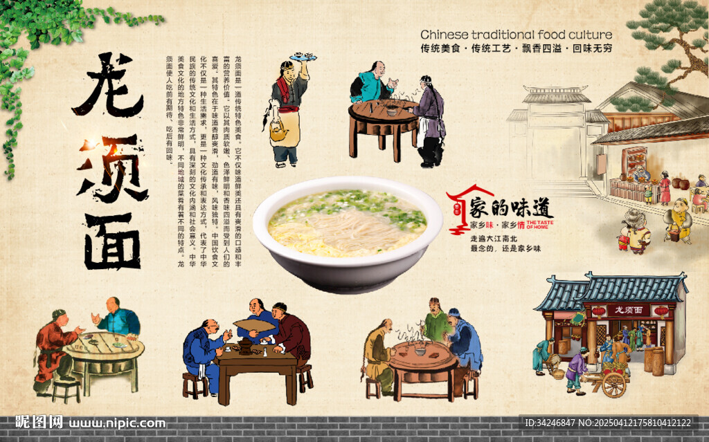 龙须面背景墙