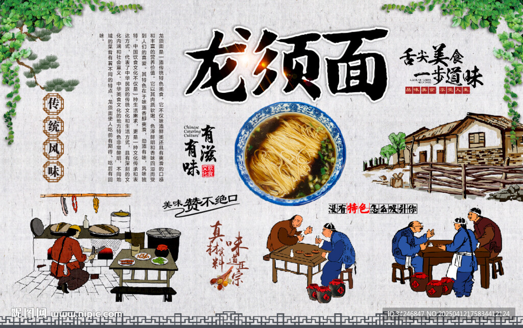龙须面背景墙