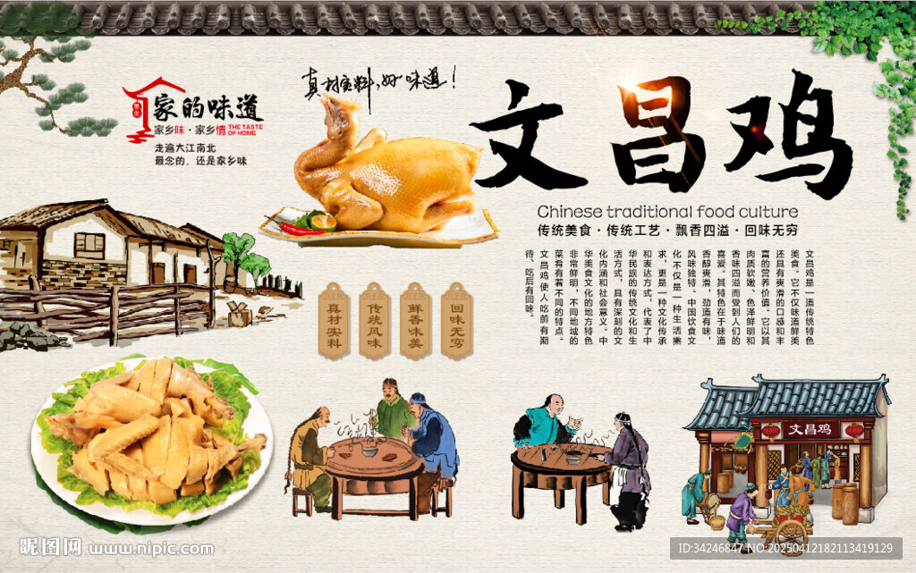 文昌鸡背景墙
