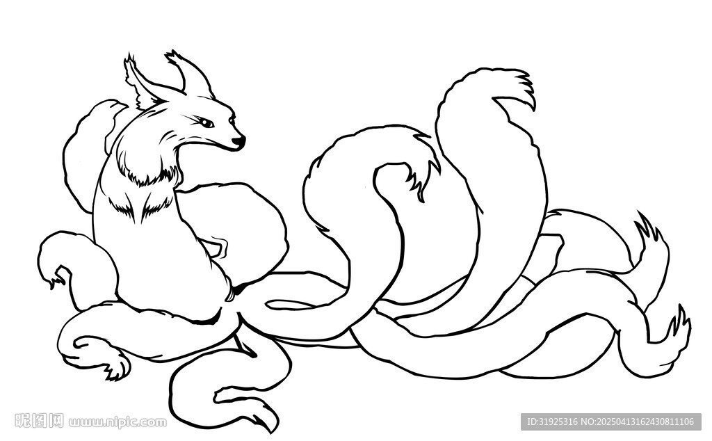九尾狐线描图案