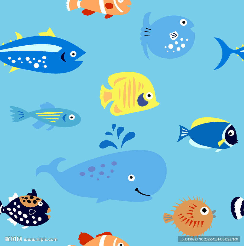 海洋缤纷鱼类插画