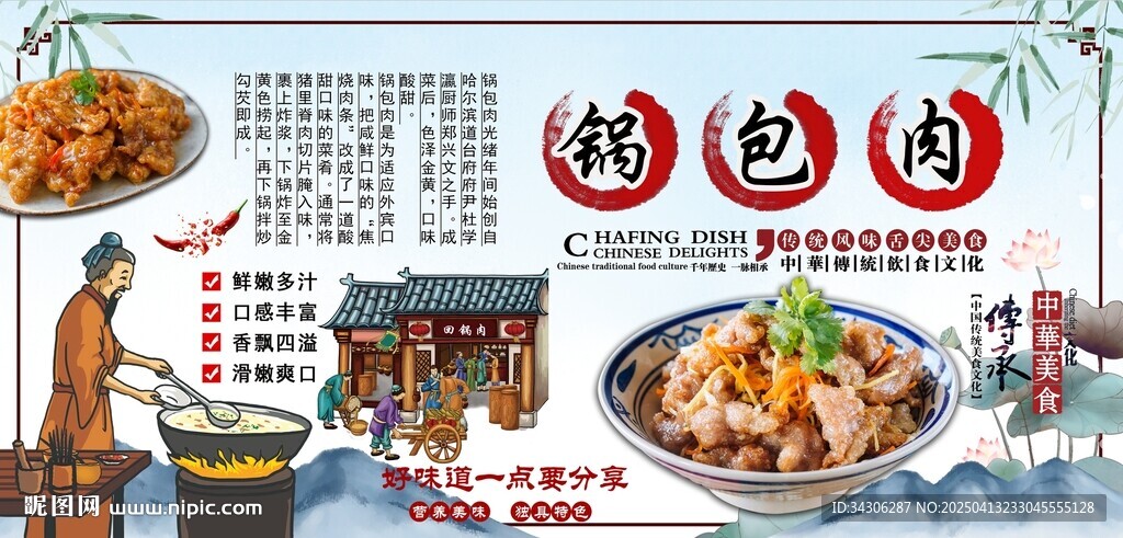 锅包肉背景墙