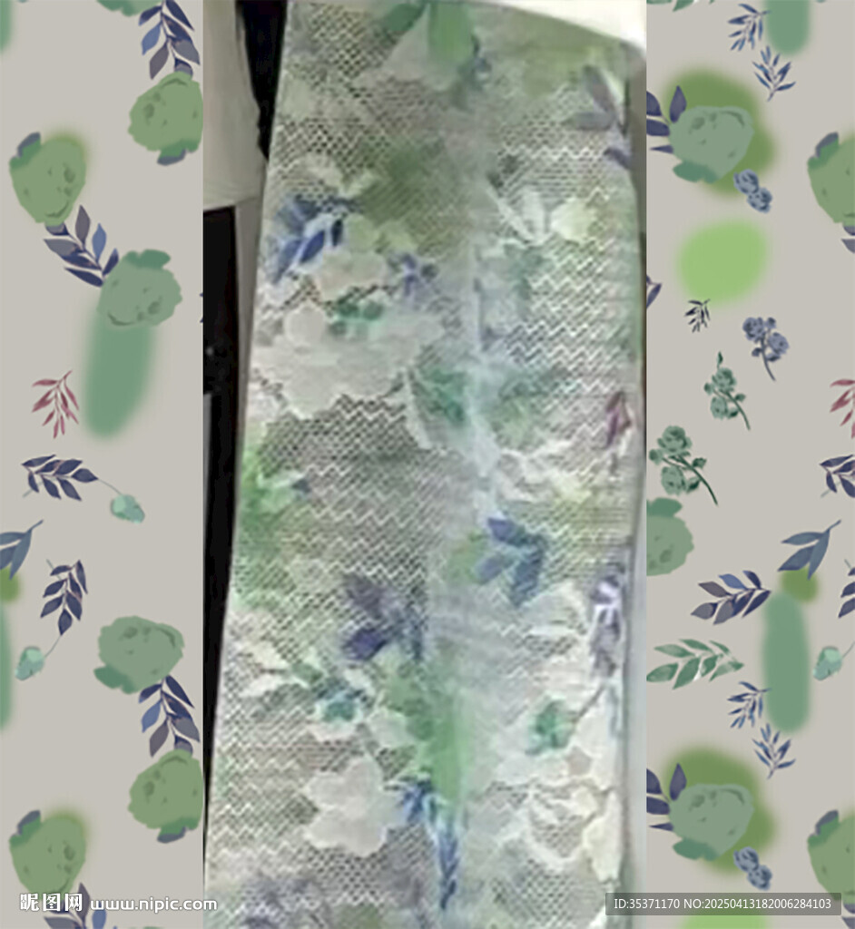 数码印花  手绘蕾丝水彩