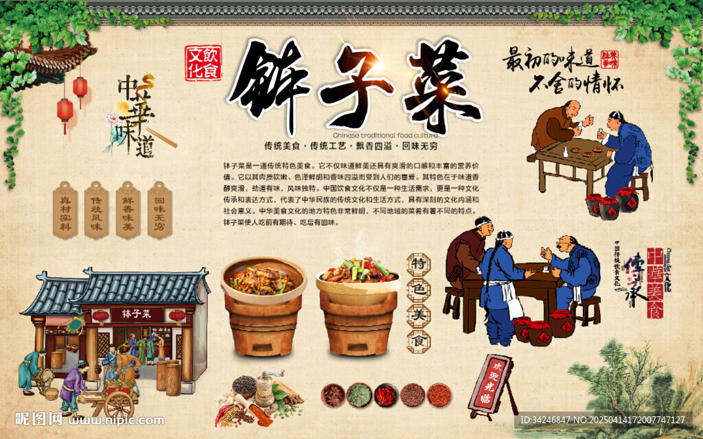 钵子菜背景墙
