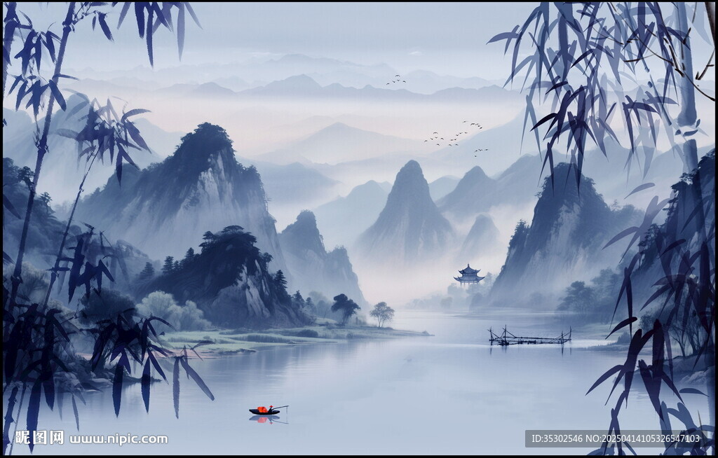 新中式水墨山水画