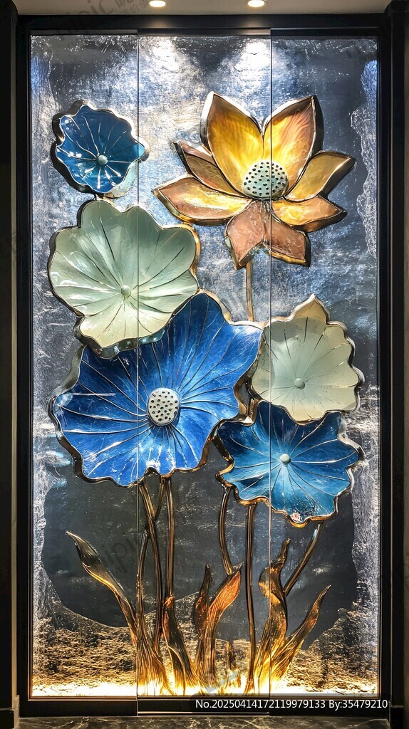 立体金属荷花艺术装饰画