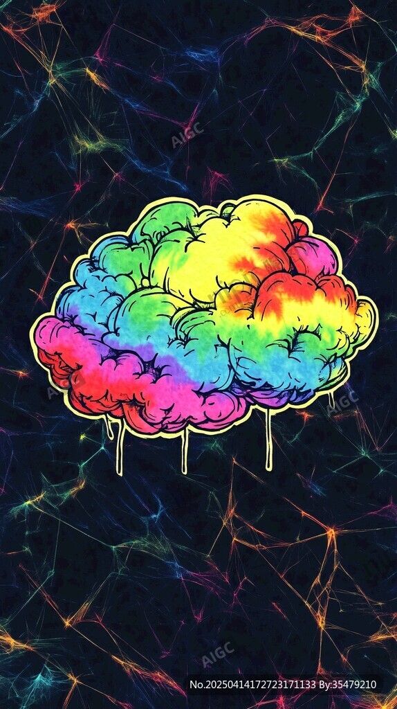 梦幻彩虹大脑图案设计