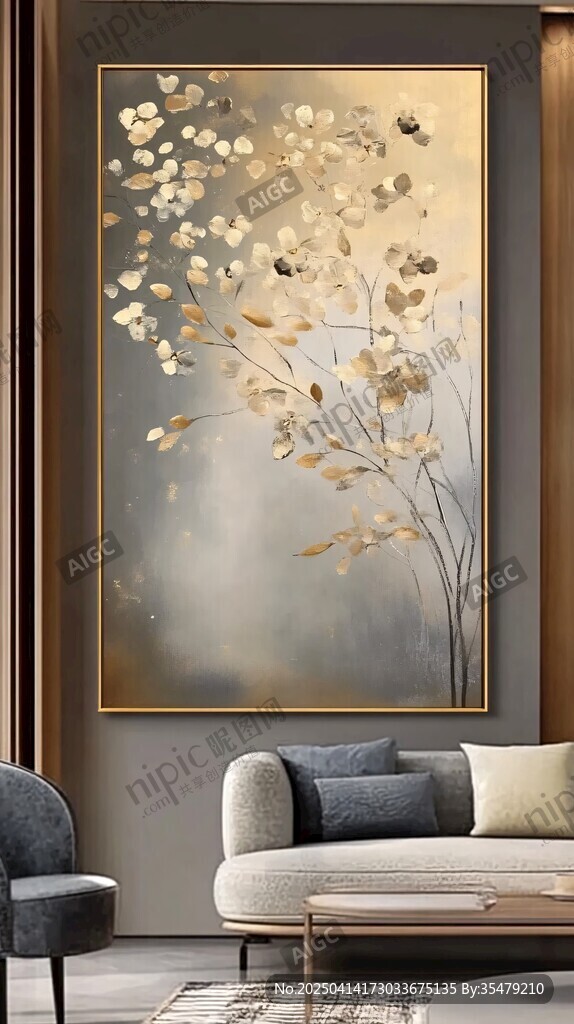 客厅中雅致花卉装饰画