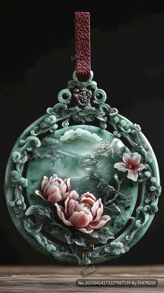 翡翠荷花玉佩
