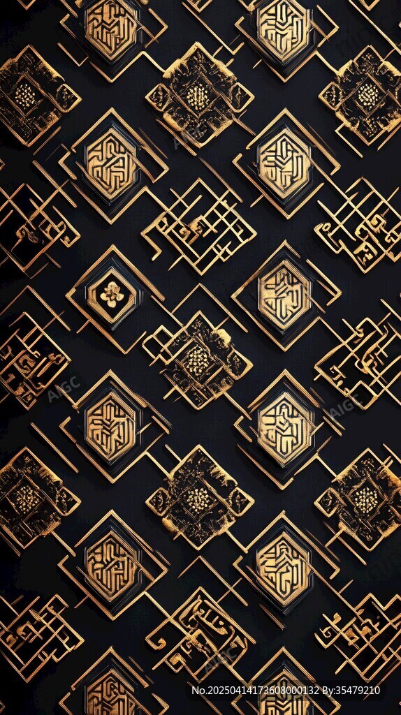 黑金中式几何传统图案