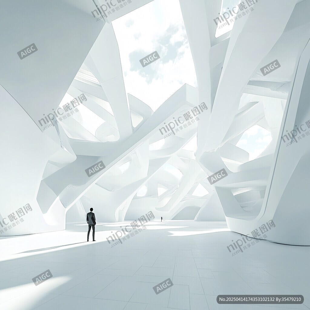 未来感白色几何空间建筑