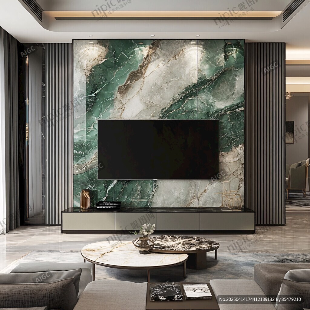 现代轻奢风客厅电视背景墙