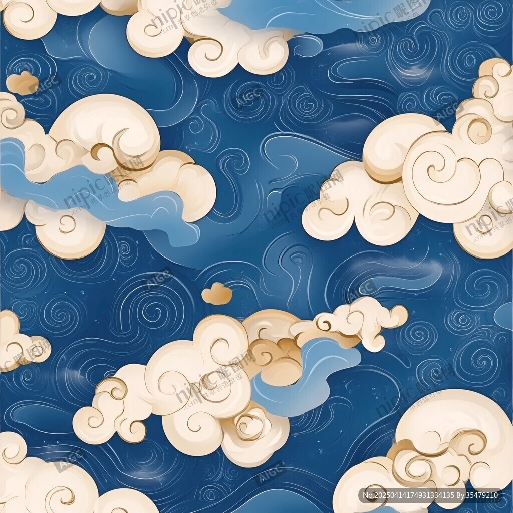 中式云海图案 古风背景纹理