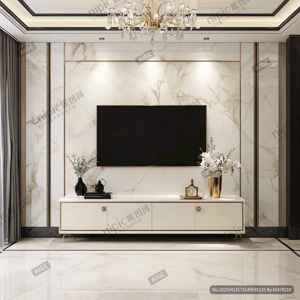 现代轻奢风客厅电视背景墙