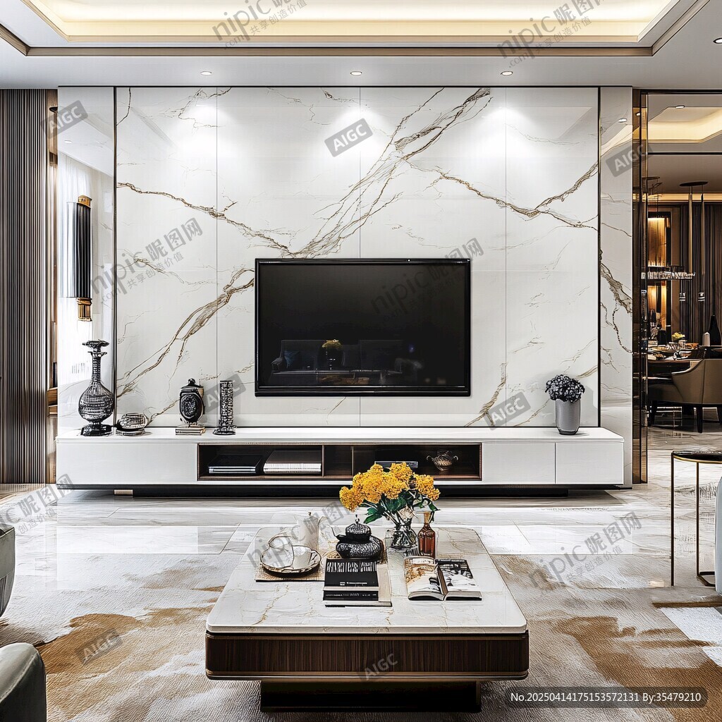 现代轻奢风客厅电视背景墙