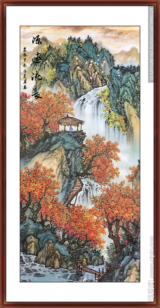 玄关山水竖幅玄关装饰画