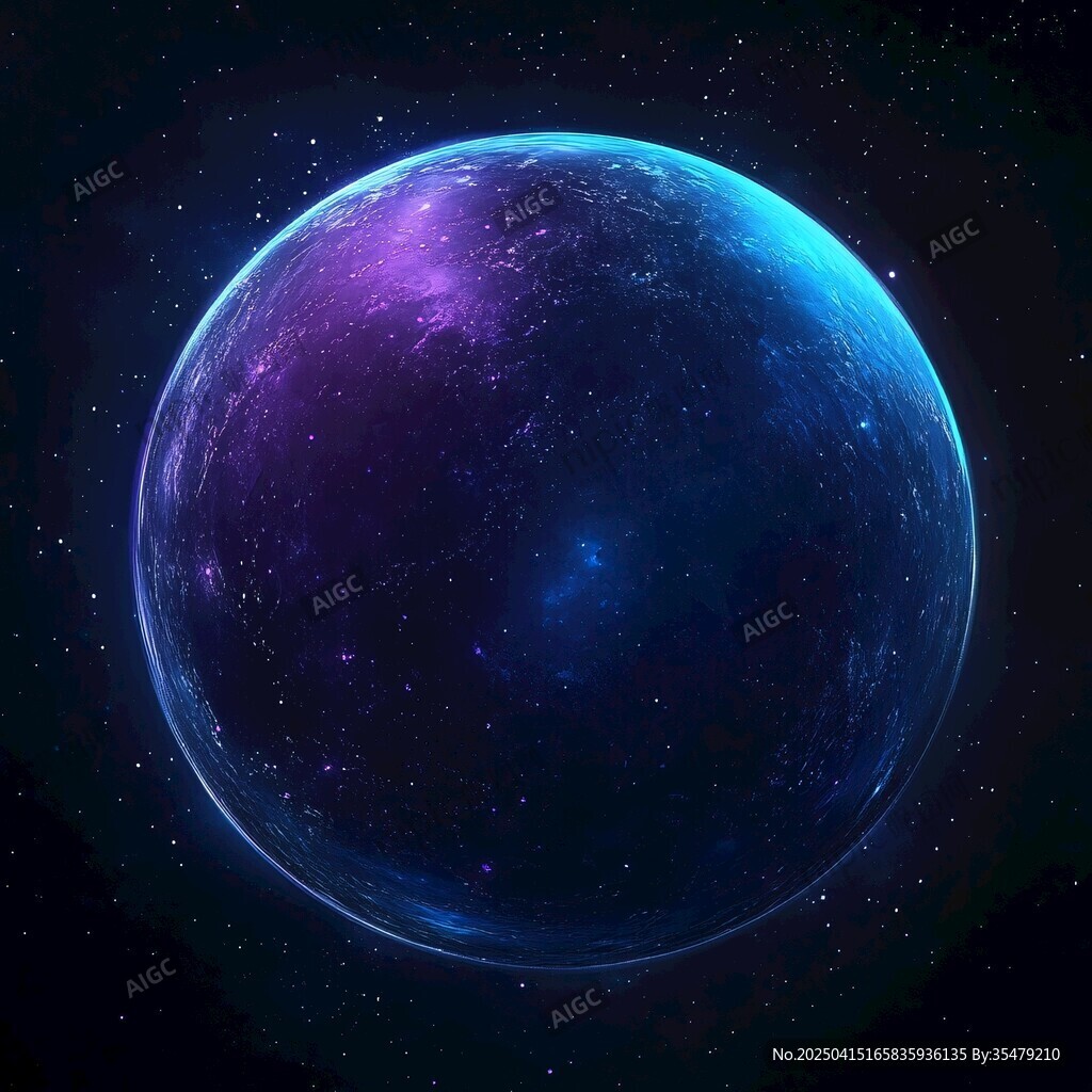 梦幻蓝紫星球 宇宙星空景