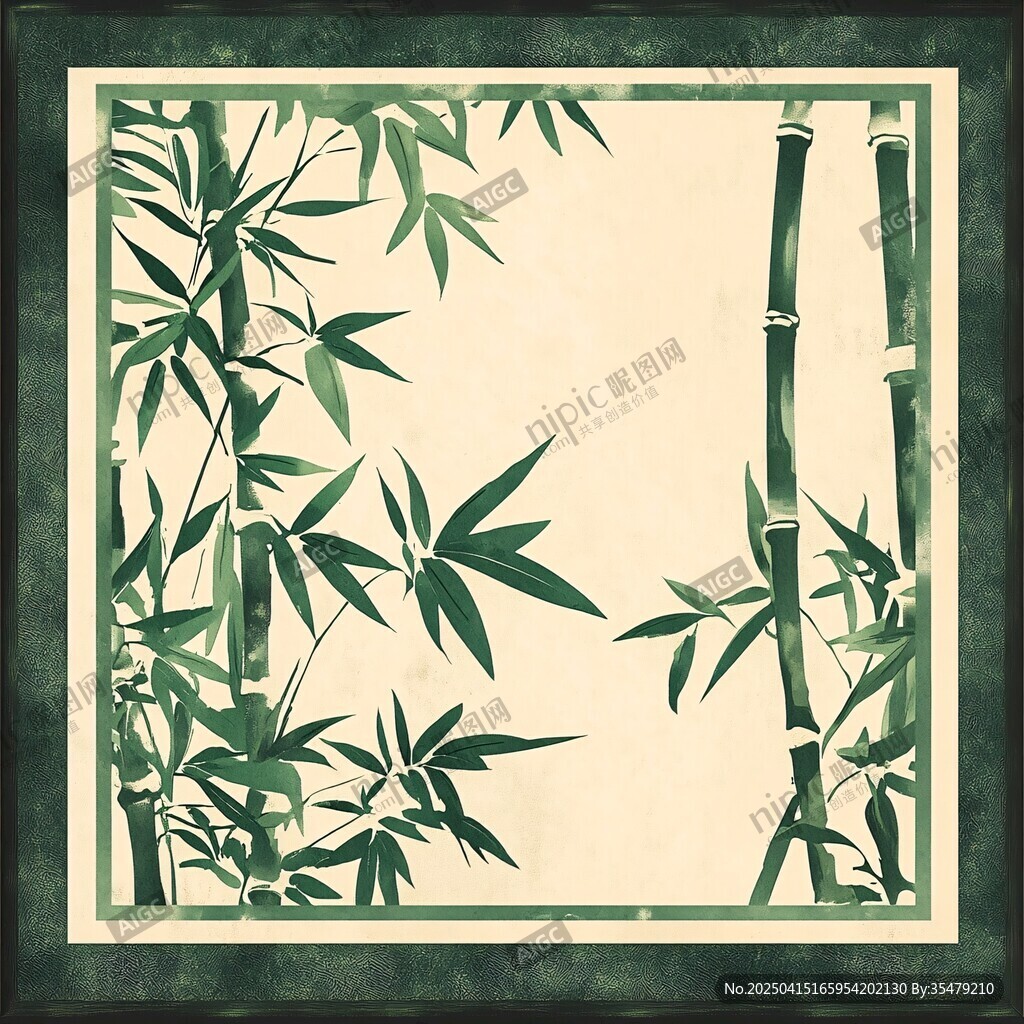中式水墨风竹林雅致插画