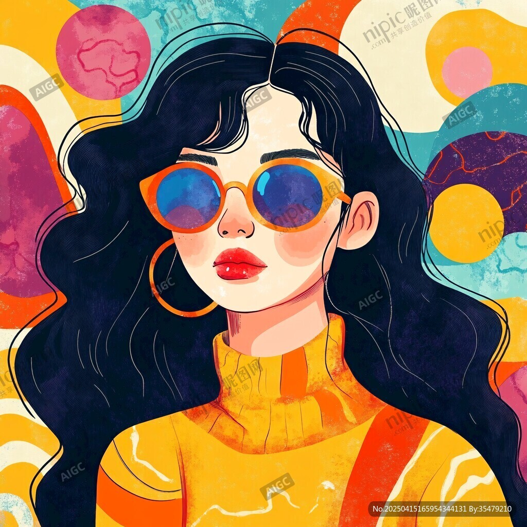 时尚墨镜女孩插画