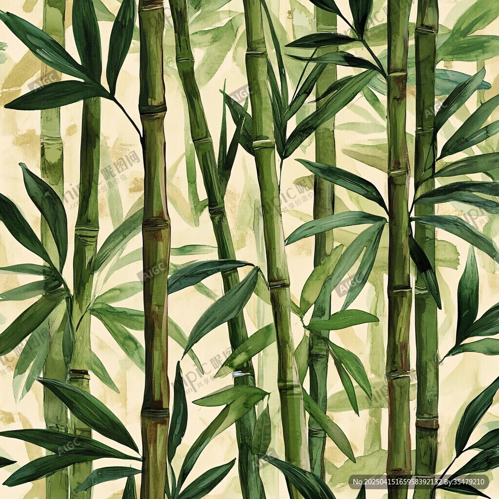 水墨风竹林植物图案