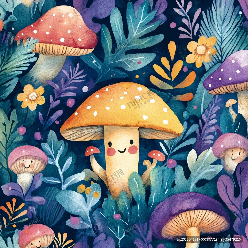 梦幻蘑菇森林插画