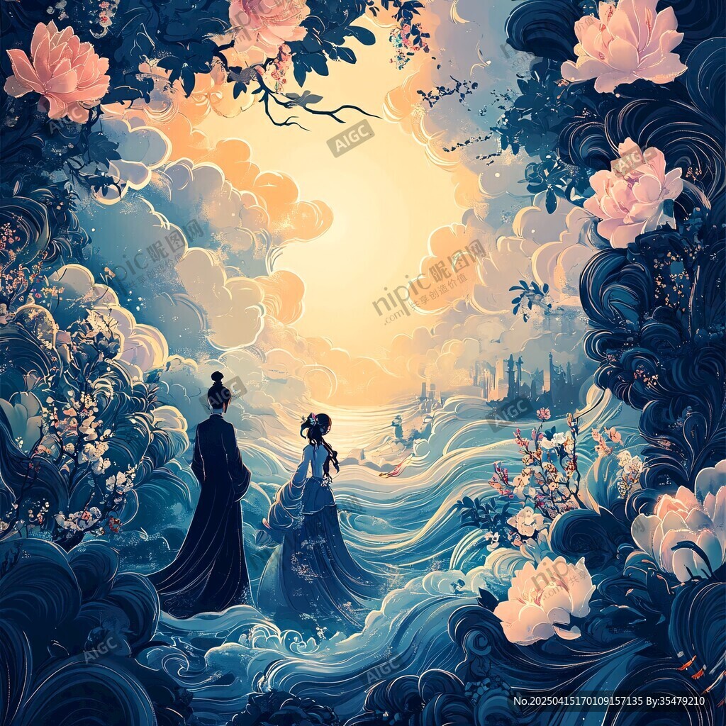 古风浪漫 情侣共赏梦幻景致