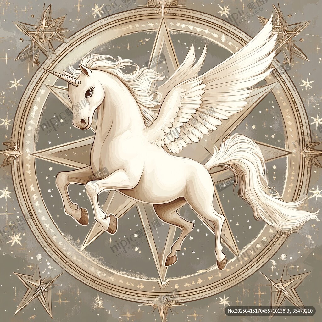 梦幻独角兽于星芒中飞舞