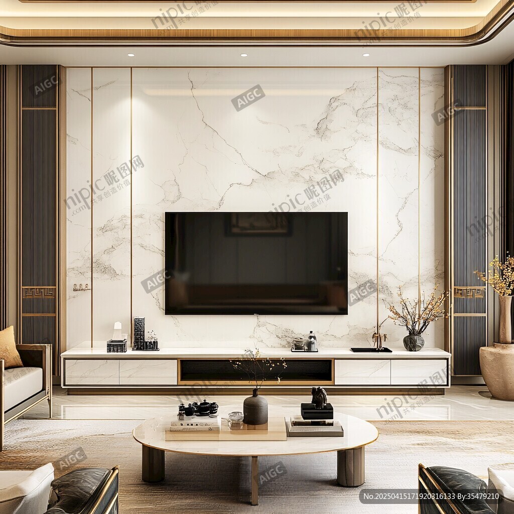 现代轻奢风客厅电视背景墙