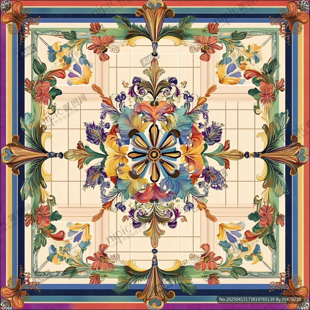华丽复古花卉图案装饰画