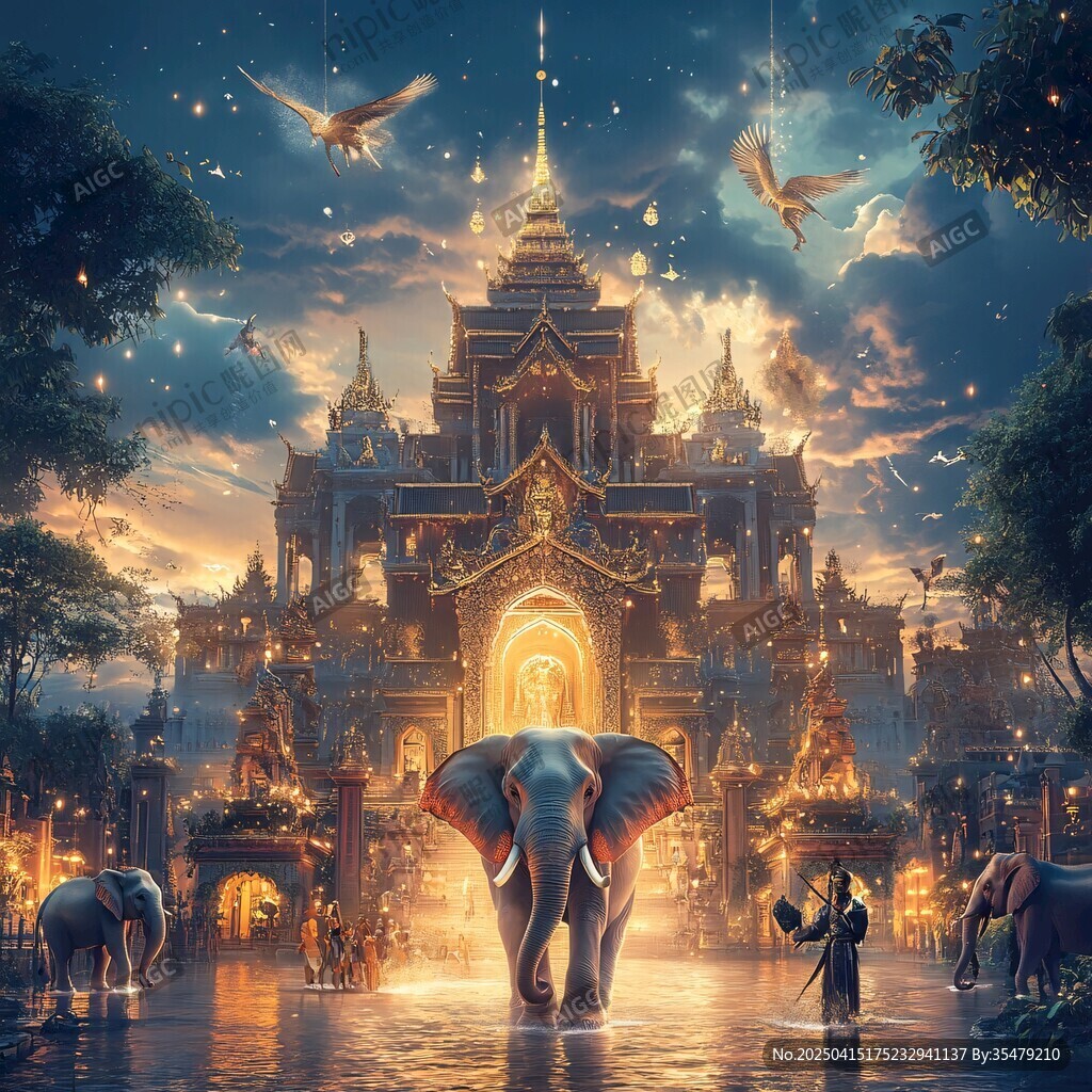 梦幻泰式宫殿与大象奇景