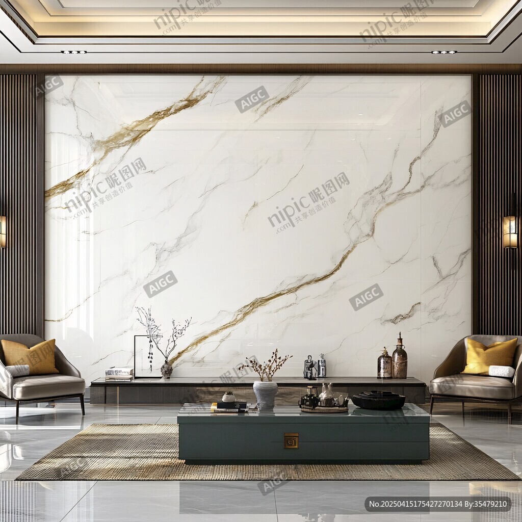 奢华大理石客厅背景墙设计