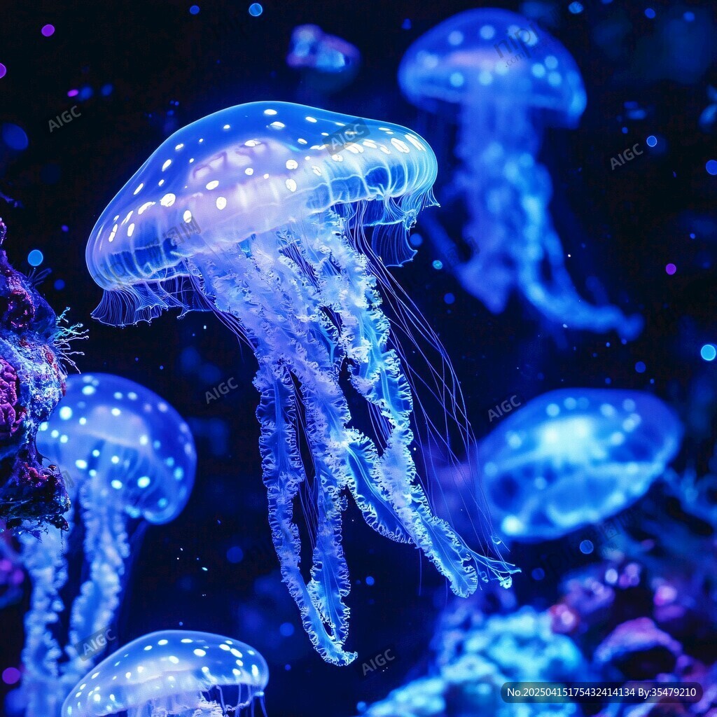 梦幻水母在深海优雅游动