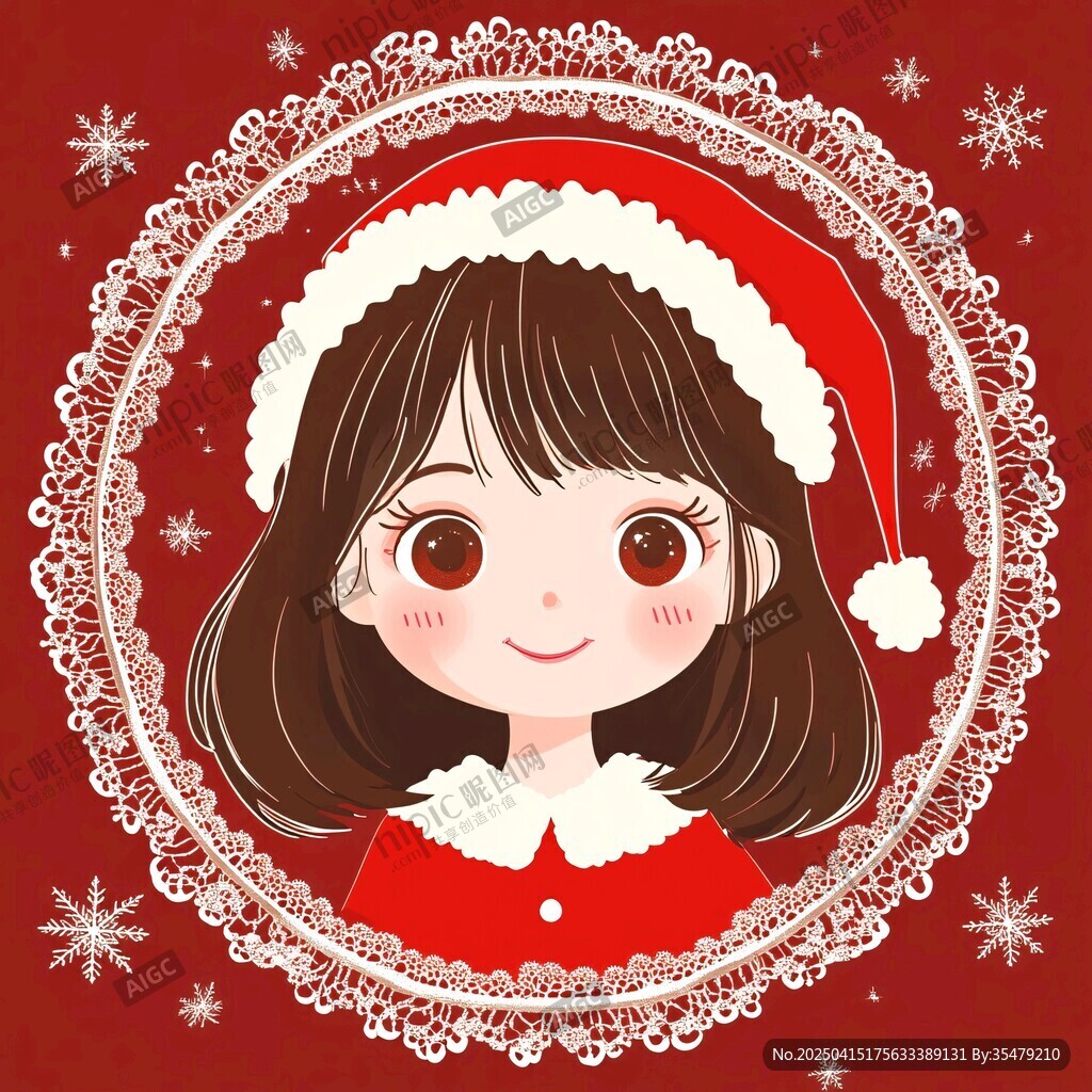 圣诞女孩头像插画