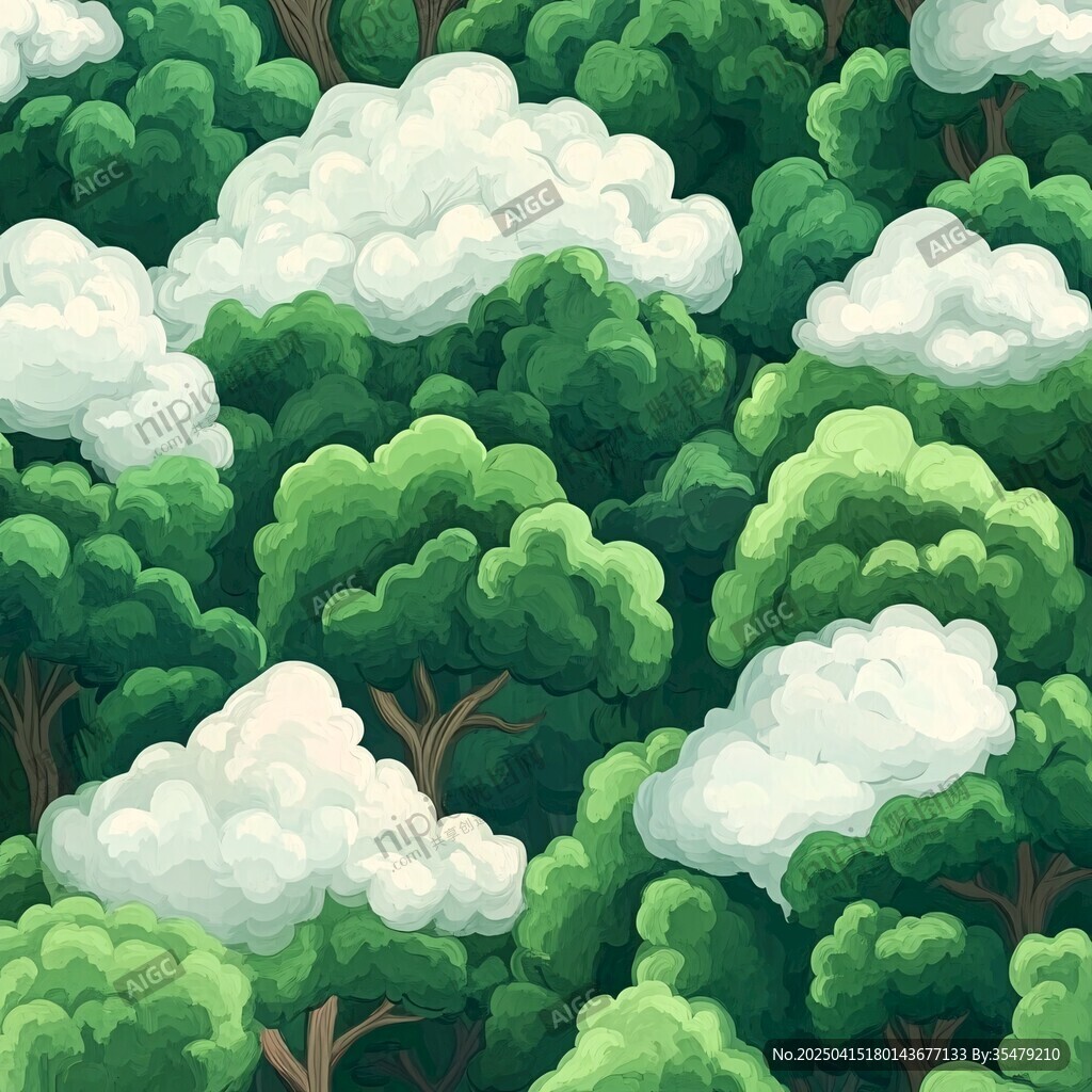 森林云海插画图案