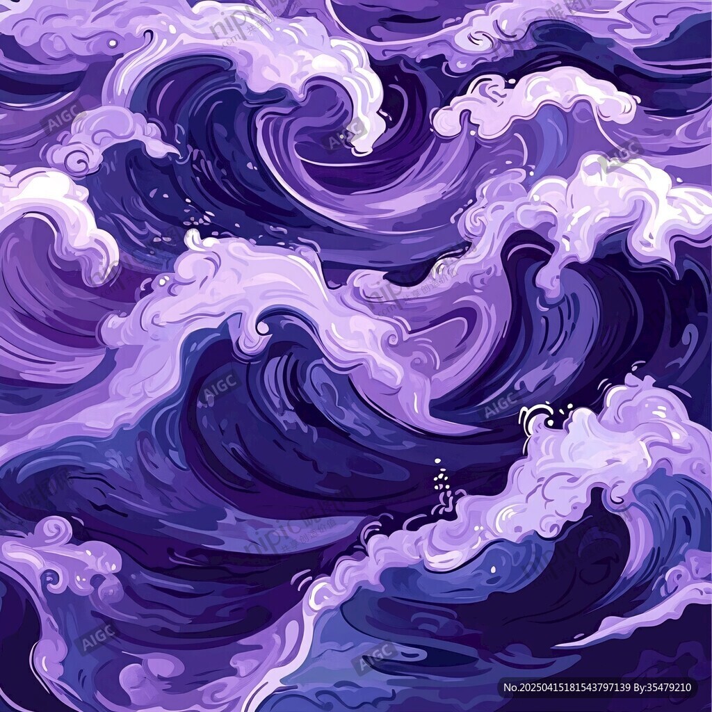 紫色梦幻海浪图案设计
