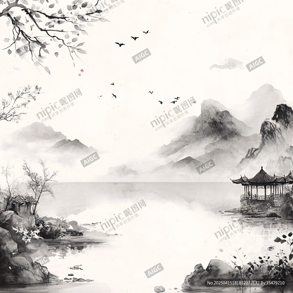 水墨山水间的静谧景致