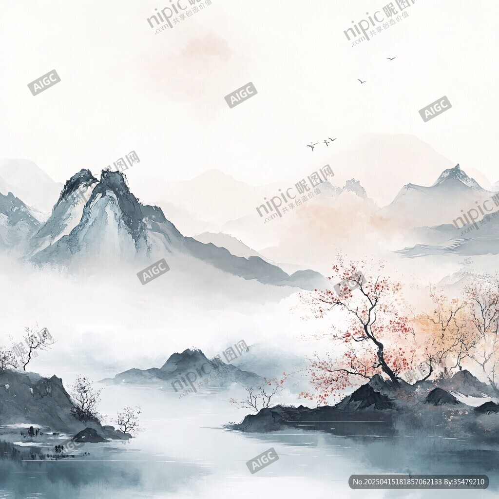 水墨山水间的诗意景致