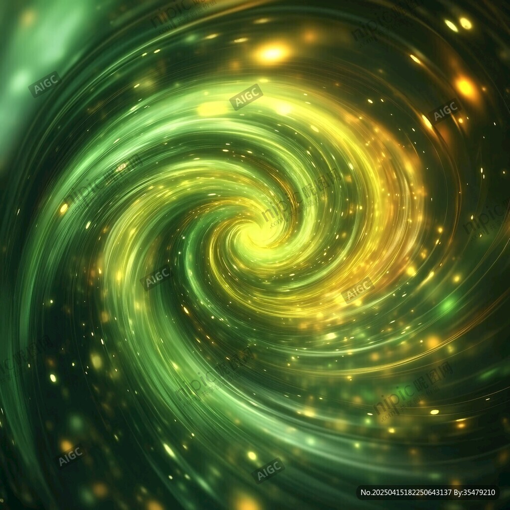 梦幻绿黄螺旋光影特效